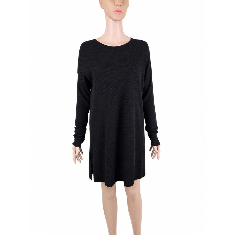 Eileen Fisher XS Tencel Lyocell Ribbed Knit Long Sleeve Sweater Dress